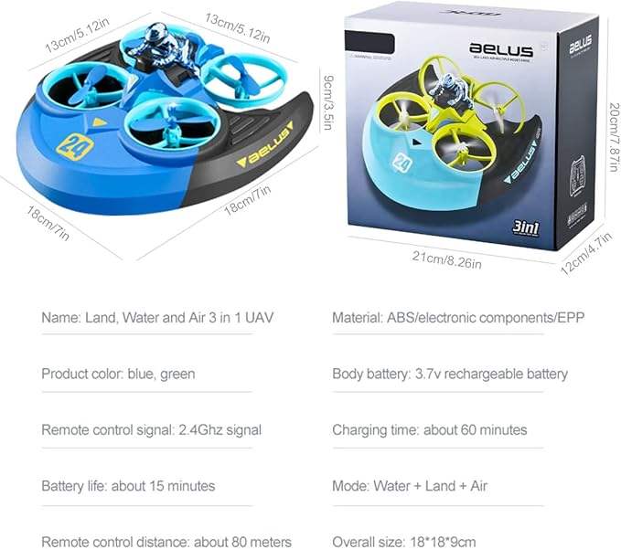 🚁🚗💧 3-in-1 RC Drone Car